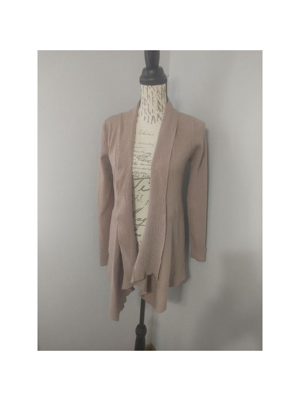 Women's Urban Daizy Beige Open Front Draped Cardigan S/M